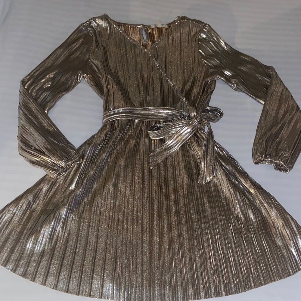 Copper Key Girls Metallic Kids Dress with Belt size large 12/14